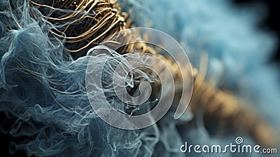 Macro Image Of Blue Smoke With Tangled Nests And Lung Hairs Stock Photo