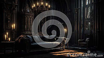 Gothic Room Enigma Unveiling the Eerie Charm in Ultra High Resolution AI generative Stock Photo