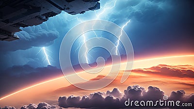 A Captivating Image Of A View Of A Planet With Lightning AI Generative Stock Photo