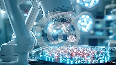 Exploring the Depths of Science: A Microscope Journey into Artificial Intelligence Technology Stock Photo