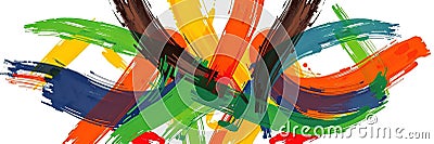 Captivating Intertwined Figures A Dynamic Display of Abstract Expressionism in Bold Brushstrokes Stock Photo