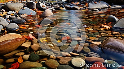 Captivating Island Stream: A Stunning Fall Time Photography Stock Photo