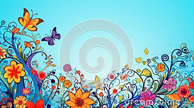 Whimsical Garden Dance: Vibrant Scribbles and Swirls in a Playful Macro World Stock Photo