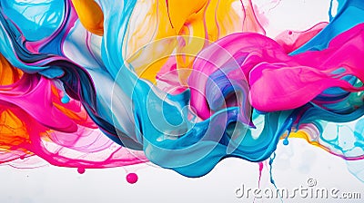 Vibrant Ink Swirls: Graceful Macro Photography on Polished Marble Stock Photo