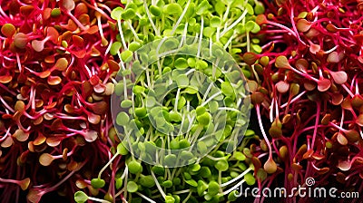 Captivating macro shot of vibrant microgreens a feast for the eyes with rich colors and textures Stock Photo