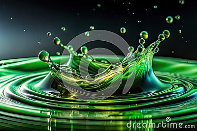 Captivating Macro View of a Vibrant Green Liquid Wave in Super Slow Motion A Dynamic Display of Fluid Stock Photo