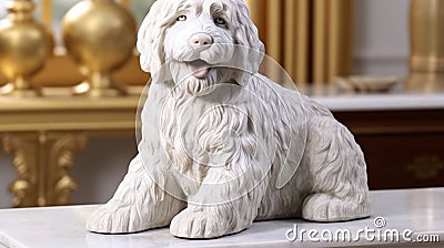 A captivating marble bust featuring a shaggy golden doodle Stock Photo