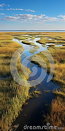 Captivating Marshland Creek In Nebraska: A National Geographic-style Photo Journey Stock Photo