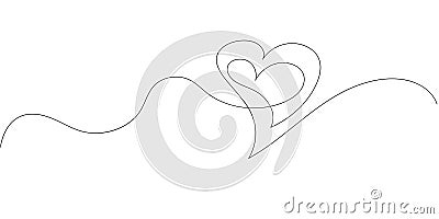 A captivating minimalist design showcasing a heart shape formed by a single continuous line, flowing gracefully across the image Vector Illustration