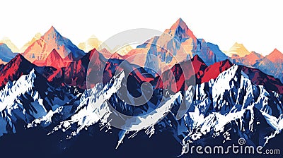 Captivating mountain range, each peak a unique hue creating a stunning visual Stock Photo