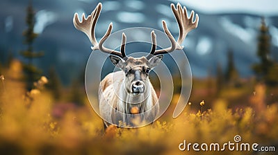 Autumn Deer In A Field Of Flowers: A Captivating Nature Scene Stock Photo