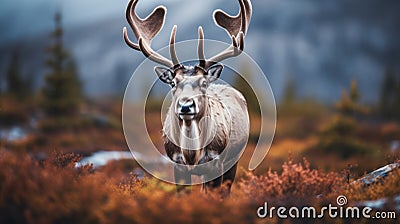 Wilderness Portraiture: Majestic Animal With Antlers In Miki Asai Style Stock Photo