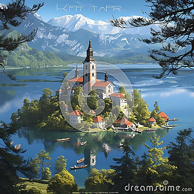 Experience the serene splendor of Lake Bled, Slovenia. Stock Photo