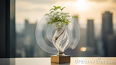 Golden Triumph: A Symbolic Blend of Success and Growth Stock Photo