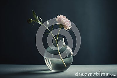 Ai Generative Daisy flower in a glass vase on a dark background Stock Photo