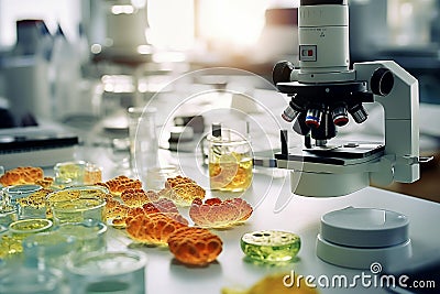 Microscopic Marvels: Exploring Diverse Microorganisms in a Laboratory Stock Photo