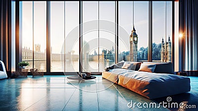 Luxuriously Furnished Interior View of a London Apartment Stock Photo