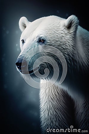 The Arctic Majesty: A Captivatingly Detailed and Beautifully Lit Portrait of a Polar Bear Generative AI Stock Photo