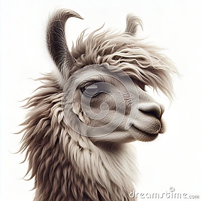 Adorable Alpaca: A Study in Isolation, Isolate Image, Generative AI. Stock Photo