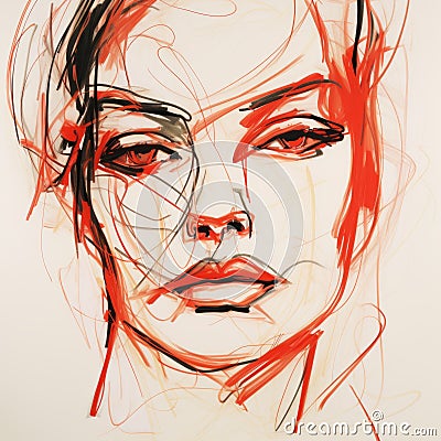 Captivating Portraits: A Beautiful Jennifer's Face In Wire And Elegant Brushstrokes Cartoon Illustration