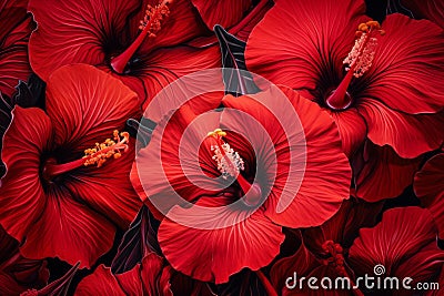Captivating Red flowers jungle color. Generate Ai Stock Photo