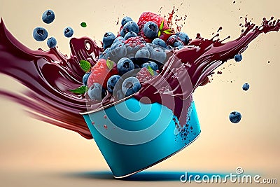 Açaí bowl in motion, Generative AI Stock Photo