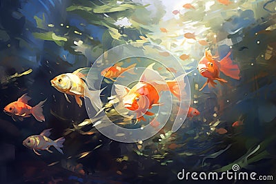 Vibrant fishes glide through aquatic wonder Stock Photo