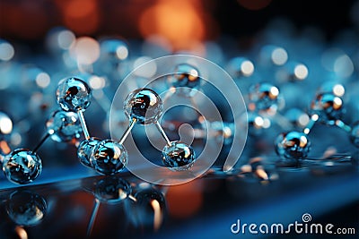 A captivating science background with a 3D representation of a molecule model Stock Photo