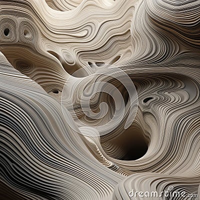 Captivating Sculptures: Digitally Enhanced Organic Formations With Eroded Interiors Stock Photo