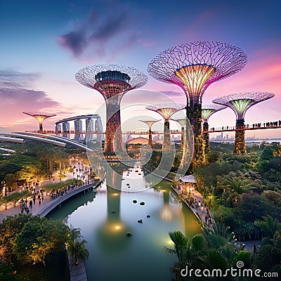 Captivating Singapore: A Fusion of Nature, Culture, and Skyscrapers Stock Photo