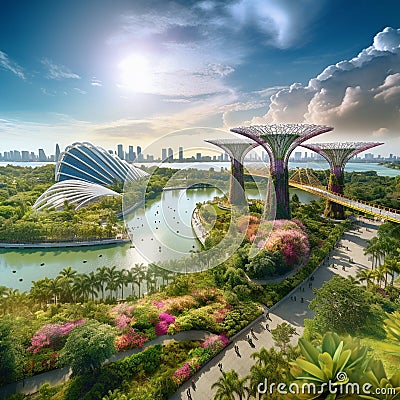 Captivating Singapore: A Fusion of Nature, Culture, and Skyscrapers Stock Photo