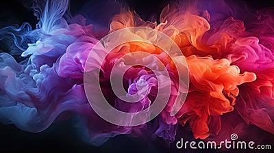 Surreal Smoke Drift: Colorful Abstraction in Motion. AI generation Stock Photo