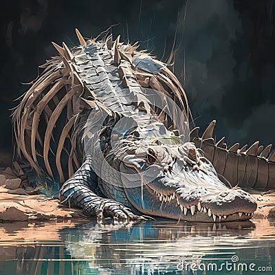 Majestic Crocodile by the Riverbank Stock Photo