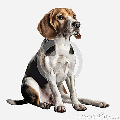 Adorable Beagle White Background Portrait Stock Photo