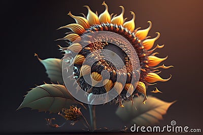 Hyper-detailed Sunflower: A Stunning Composition in Unreal Engine 5 Stock Photo