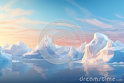 Captivating Sunset: A Stunning Iceberg Landscape with a Textured Twist Stock Photo