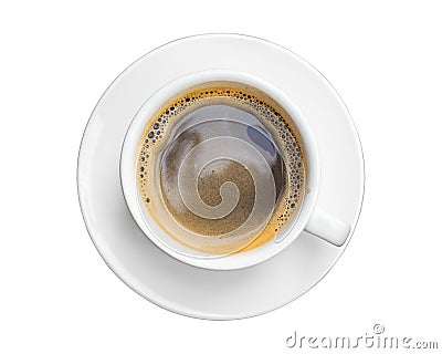 The captivating tantalizing cup of black coffee, its rich aroma wafting through the air, isolated on a pure white background, Stock Photo