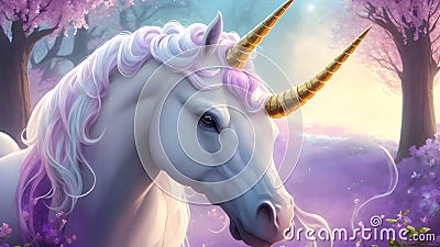 A Captivating Unicorn Portrait: The Enchanted Symbol of Magic and Wonder Stock Photo