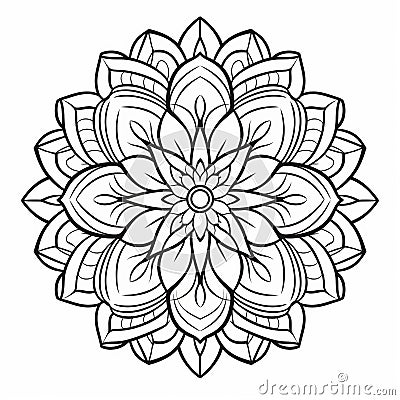 Free Printable Mandala Flower Coloring Pages - Serene Solitude Stock Photo