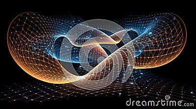 Time-Space Distortion: Abstract Visualization of Spacetime Continuum Curvature. Generative AI Stock Photo