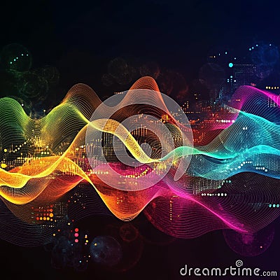 Captivating Waves of Color: A Dynamic Visualization of Technology and Innovation Stock Photo