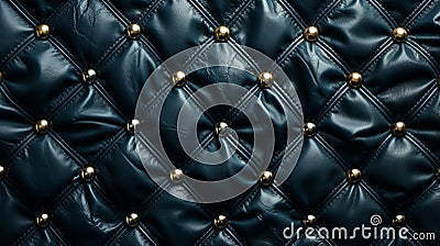 A close up of a black leather surface with gold buttons Stock Photo