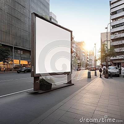 Blank billboard on a busy street corner Stock Photo