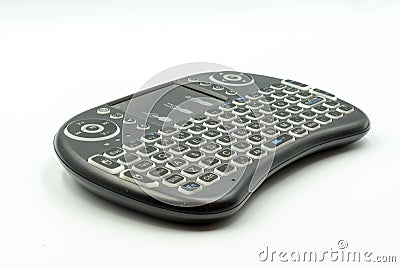 Television wireless keyboard for easy reach Stock Photo