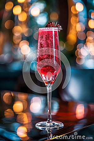 Chic portrayal of kir cocktail in soft evening light (AI generated) Stock Photo