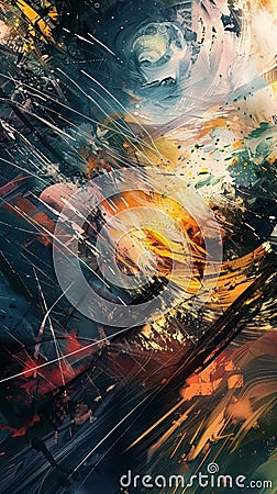 Capture the dynamic fusion of Impressionisms soft brush strokes with Nanotechnologys sleek precision on a panoramic canvas Stock Photo