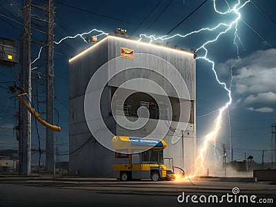 Unleash the Power: Electrifying High-Voltage Electrical Pictures to Illuminate Your Décor Stock Photo