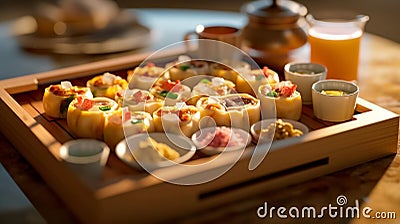 Delicious Dim Sum Platter at Dawn Stock Photo