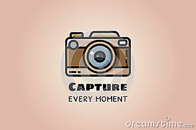 Capture every moment. Vintage camera or retro camera, vector flat illustration Vector Illustration