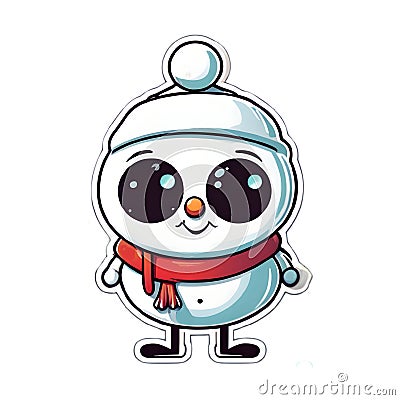 Cute Christmas sticker baby snowman. transparent background version available Cartoon Illustration